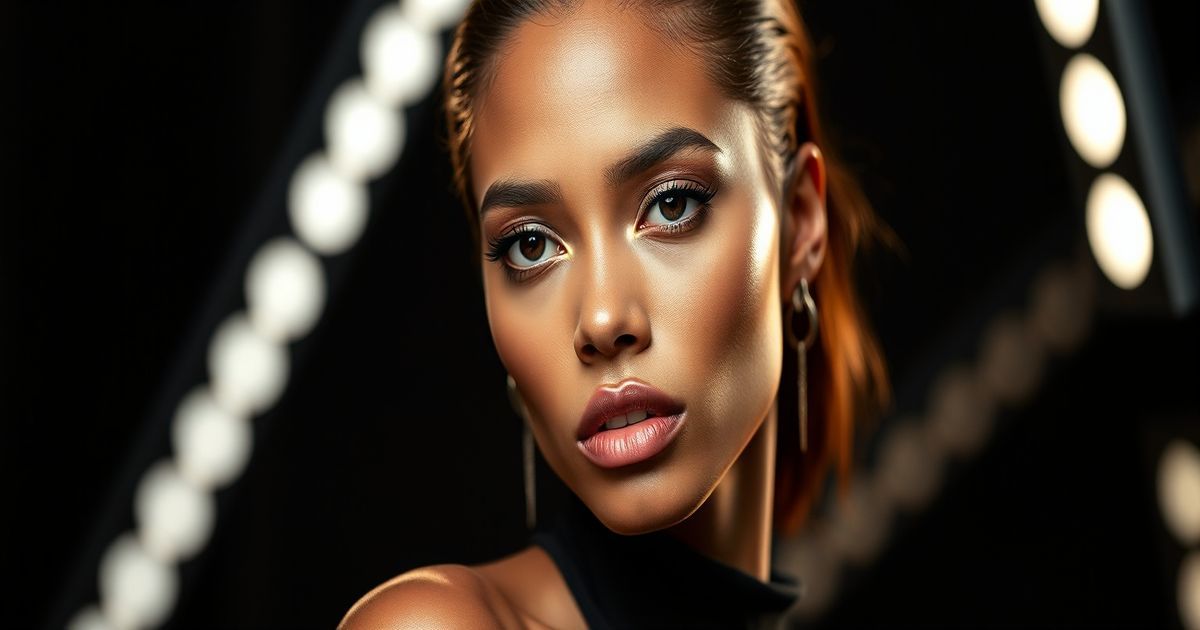 Naledi Dlamini in a dramatic high fashion editorial portrait, studio lighting