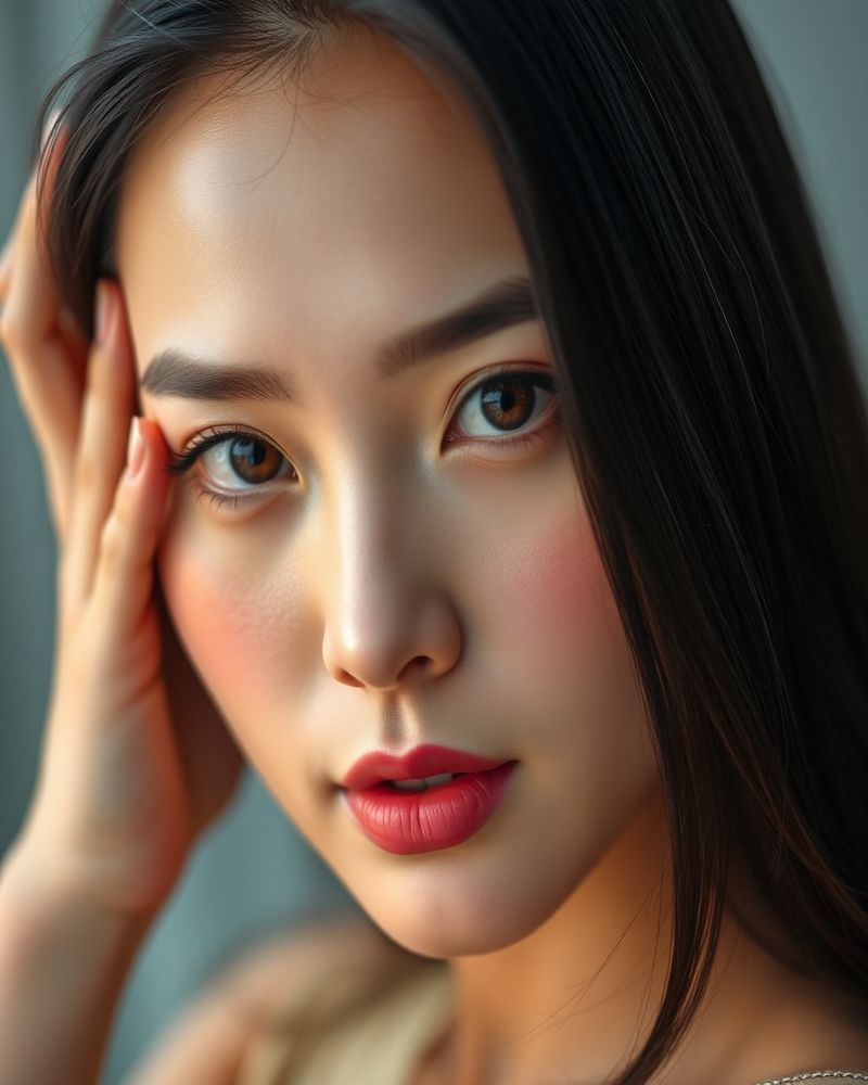 Aisha Rahman beauty close-up portrait with soft lighting