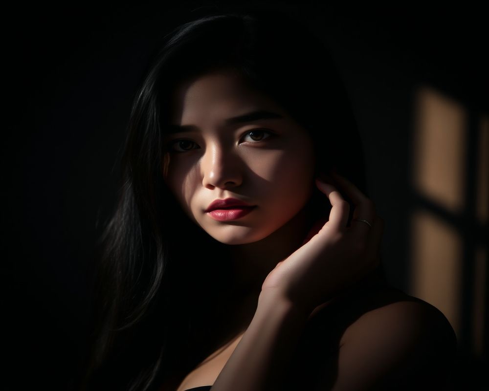Alessa Reyes artistic creative portrait with dramatic shadows