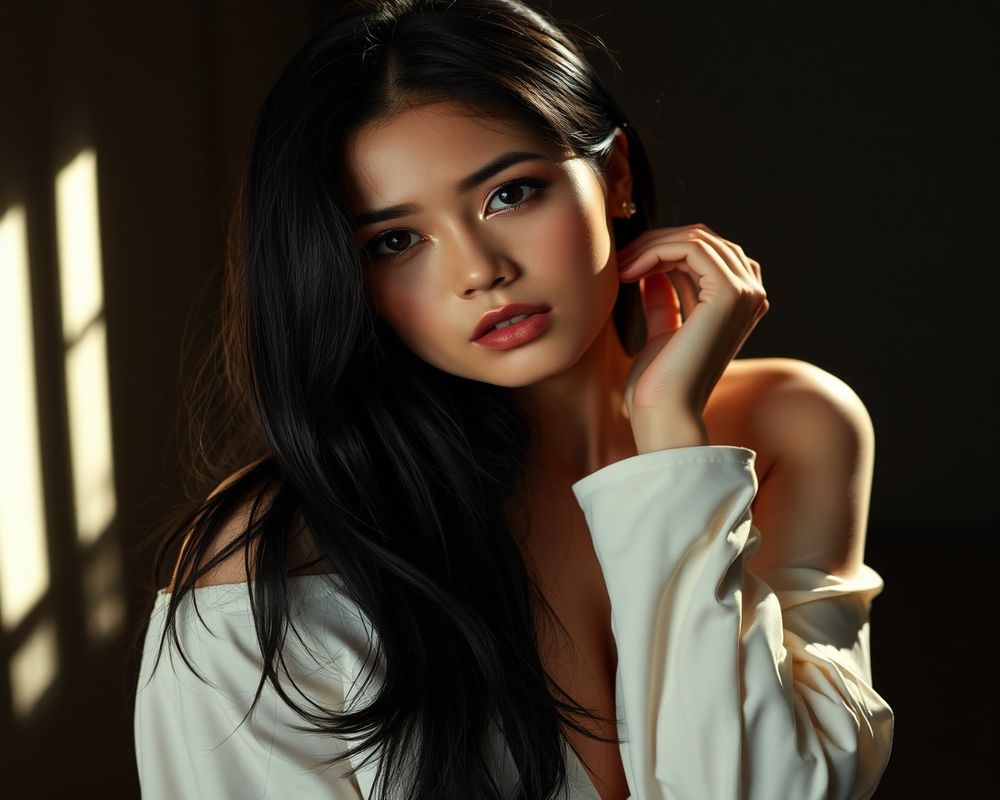 Alessandra Bautista high fashion editorial with dramatic lighting