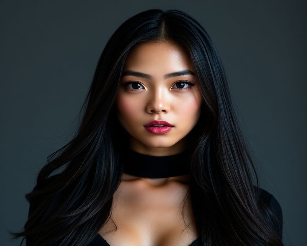 Althea Santos high fashion editorial with dramatic lighting