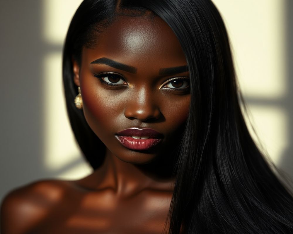 Amara Gebre high fashion editorial with dramatic lighting