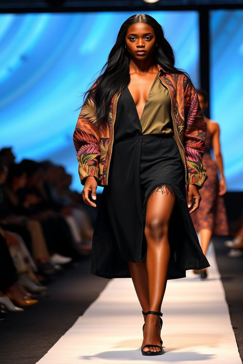 Amara Gebre fashion runway walk in designer clothing