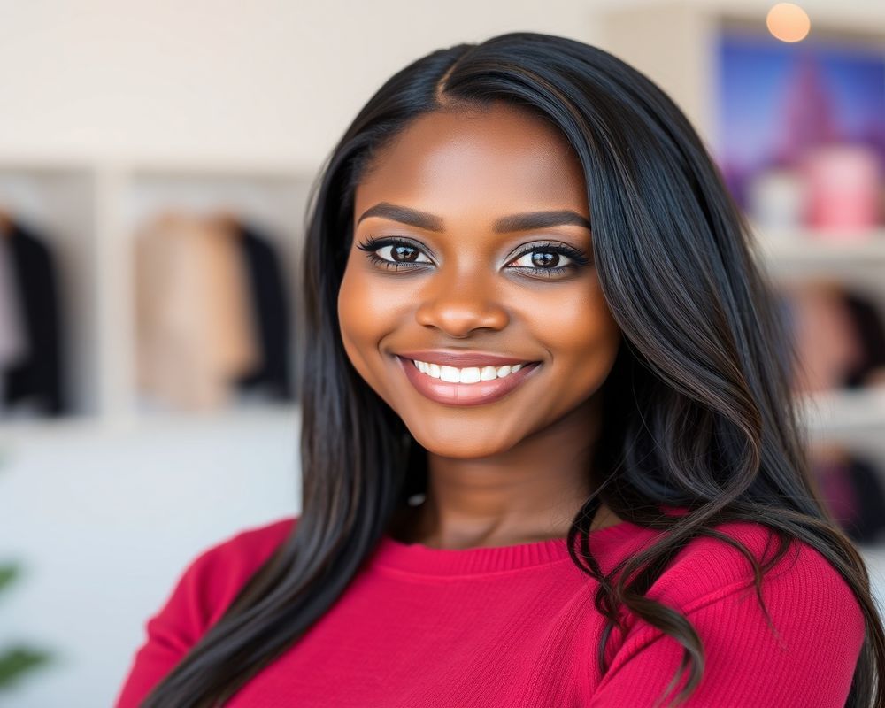 Amara Gebre commercial brand campaign with natural smile