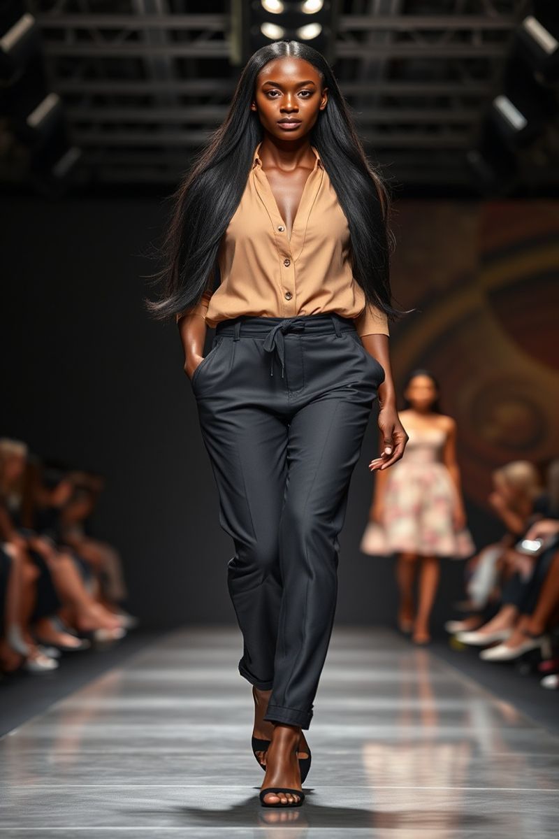 Amara Njeri fashion runway walk in designer clothing