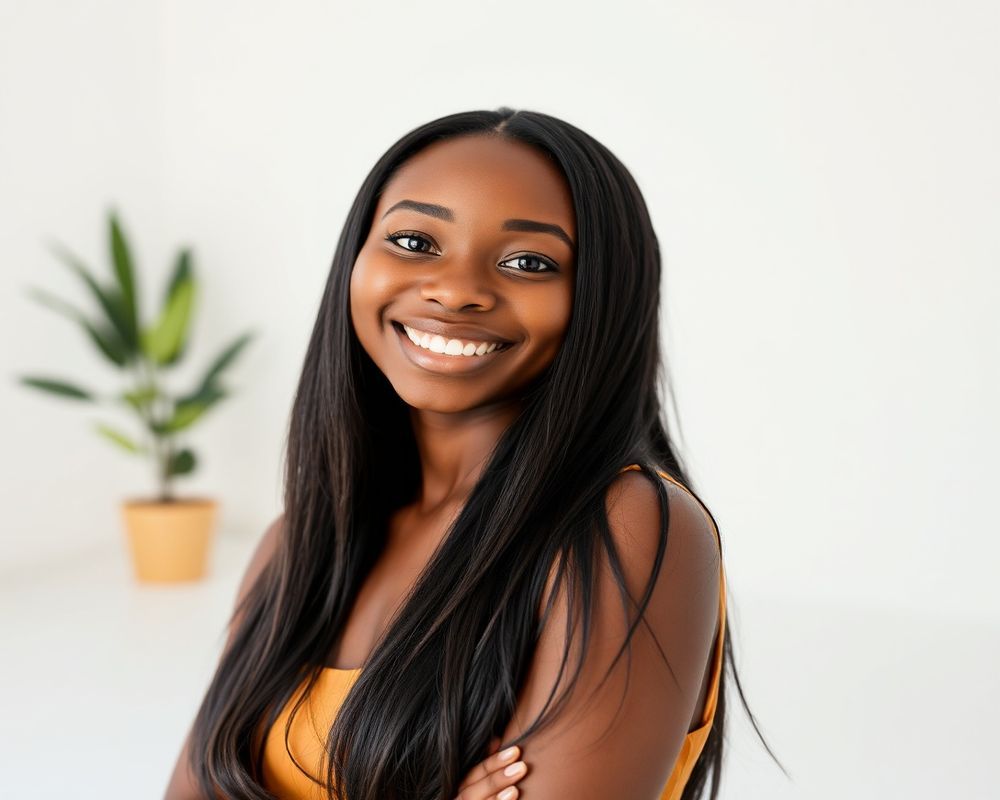 Amara Njeri commercial brand campaign with natural smile