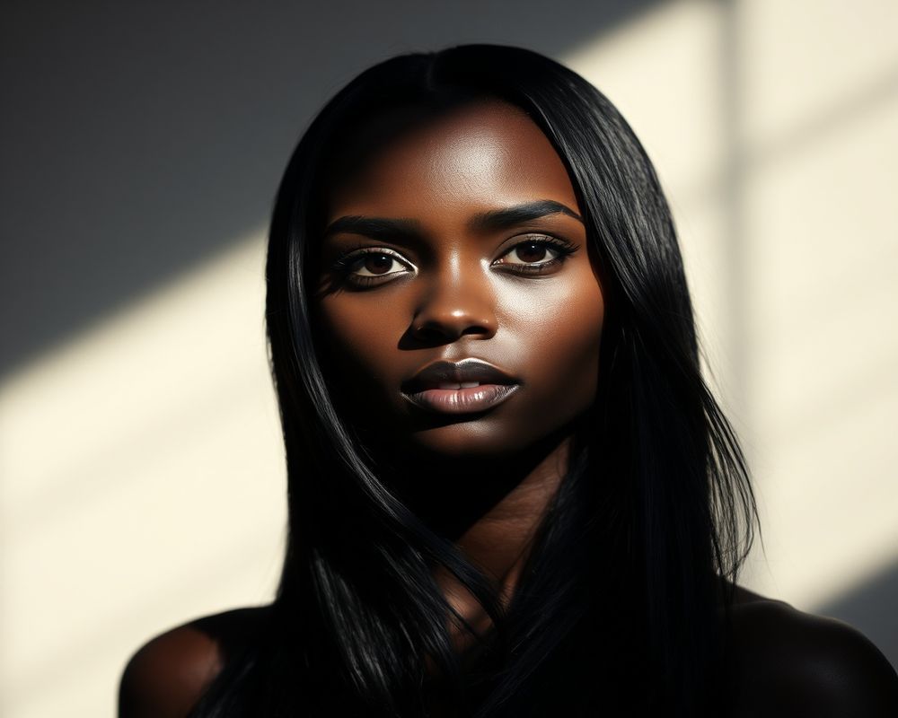 Amara Njeri artistic creative portrait with dramatic shadows