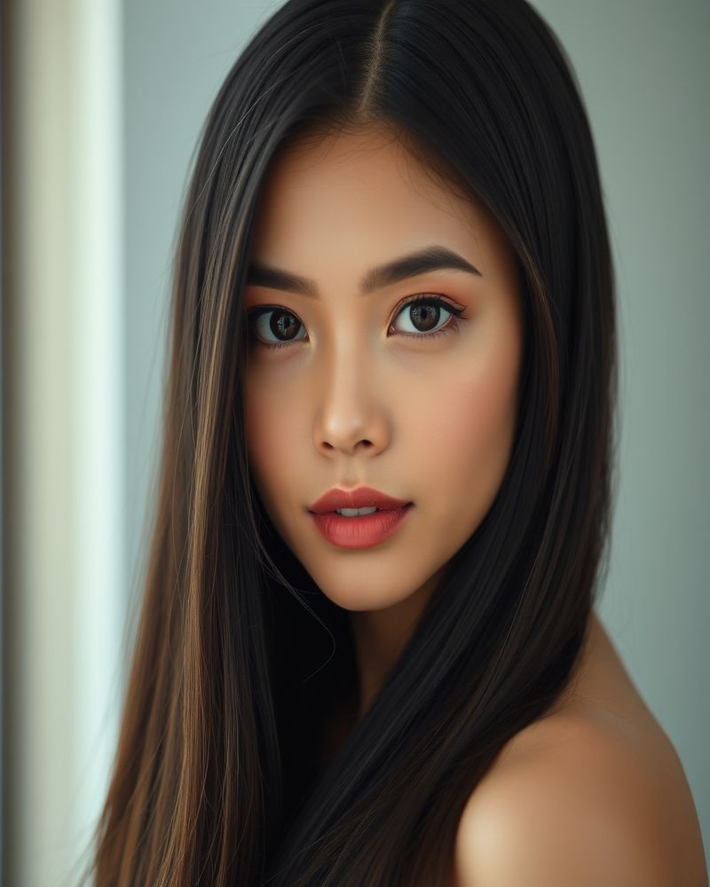 Amara Santos beauty close-up portrait with flawless skin