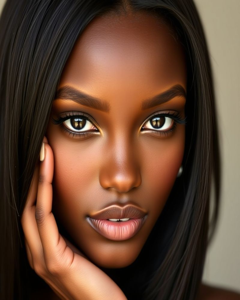 Amina Diallo beauty close-up portrait with soft lighting