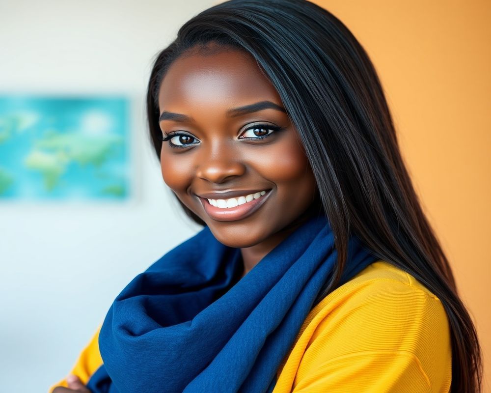 Amina Diallo commercial brand campaign with natural smile