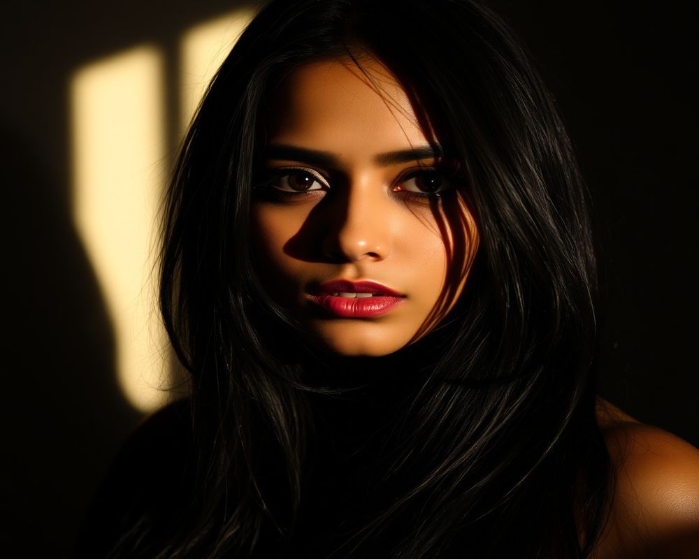 Ananya Sharma artistic creative portrait with dramatic shadows