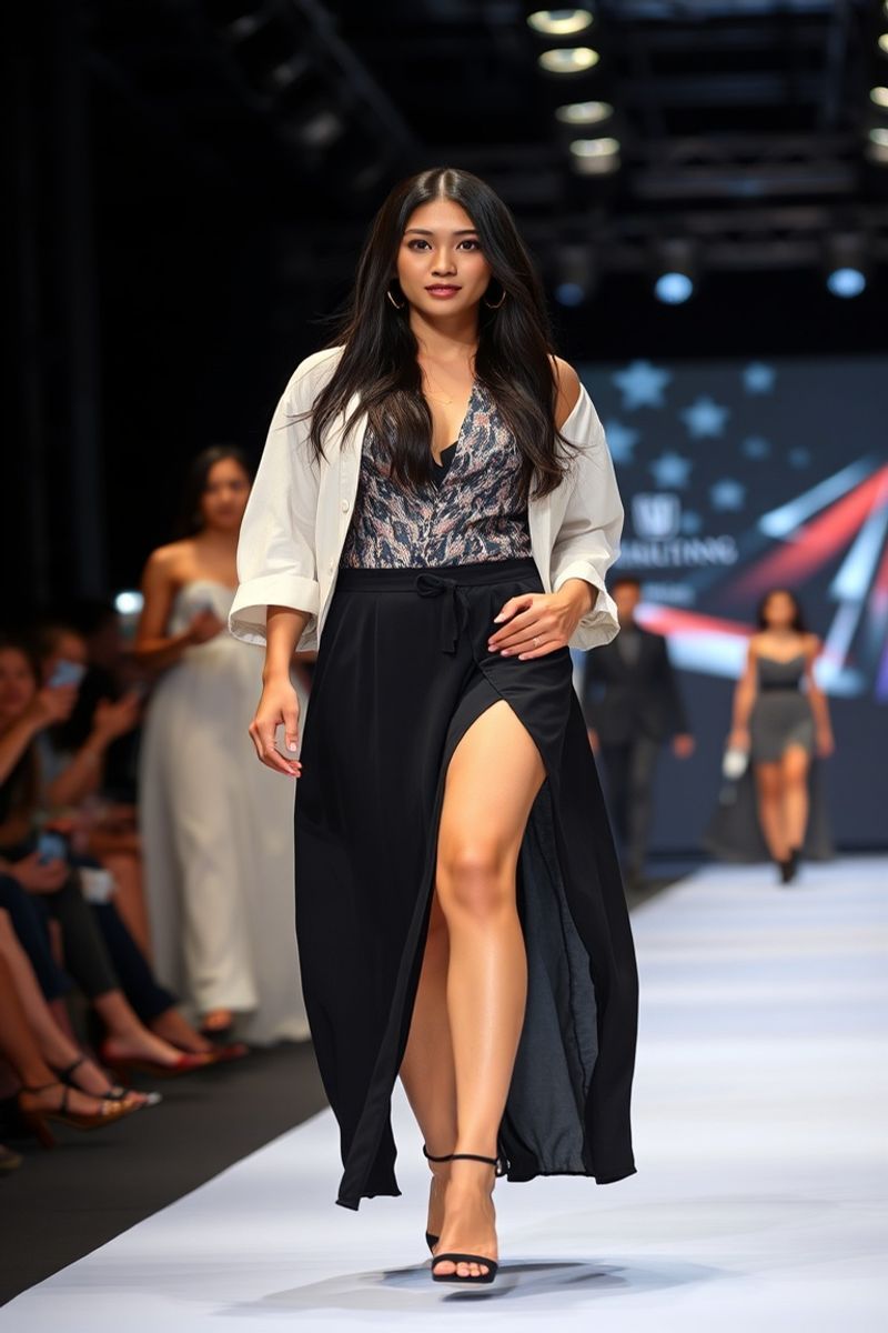 Angelica Cruz fashion runway walk in designer clothing