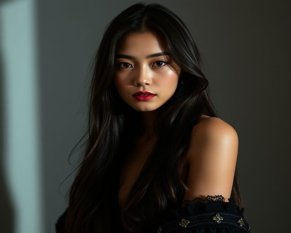 Anindya Putri high fashion editorial with dramatic lighting