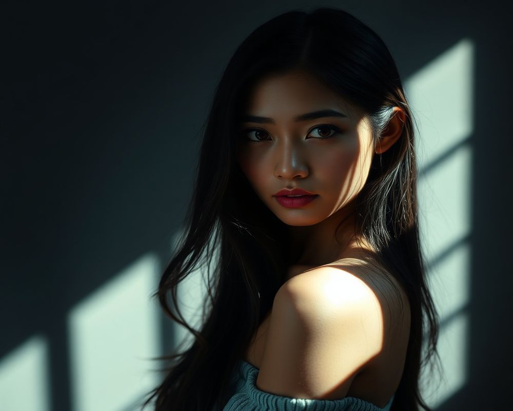 Anindya Putri artistic creative portrait with dramatic shadows