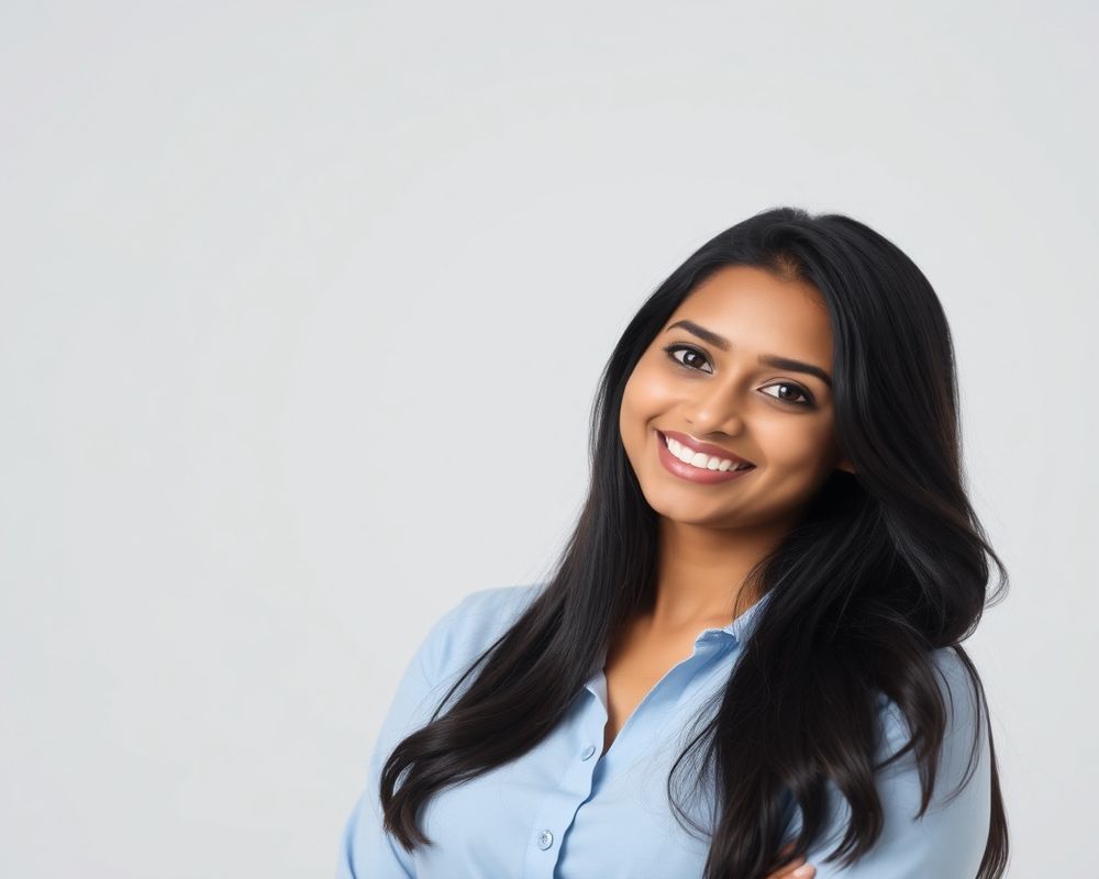 Anjali Fernando commercial brand campaign with natural smile