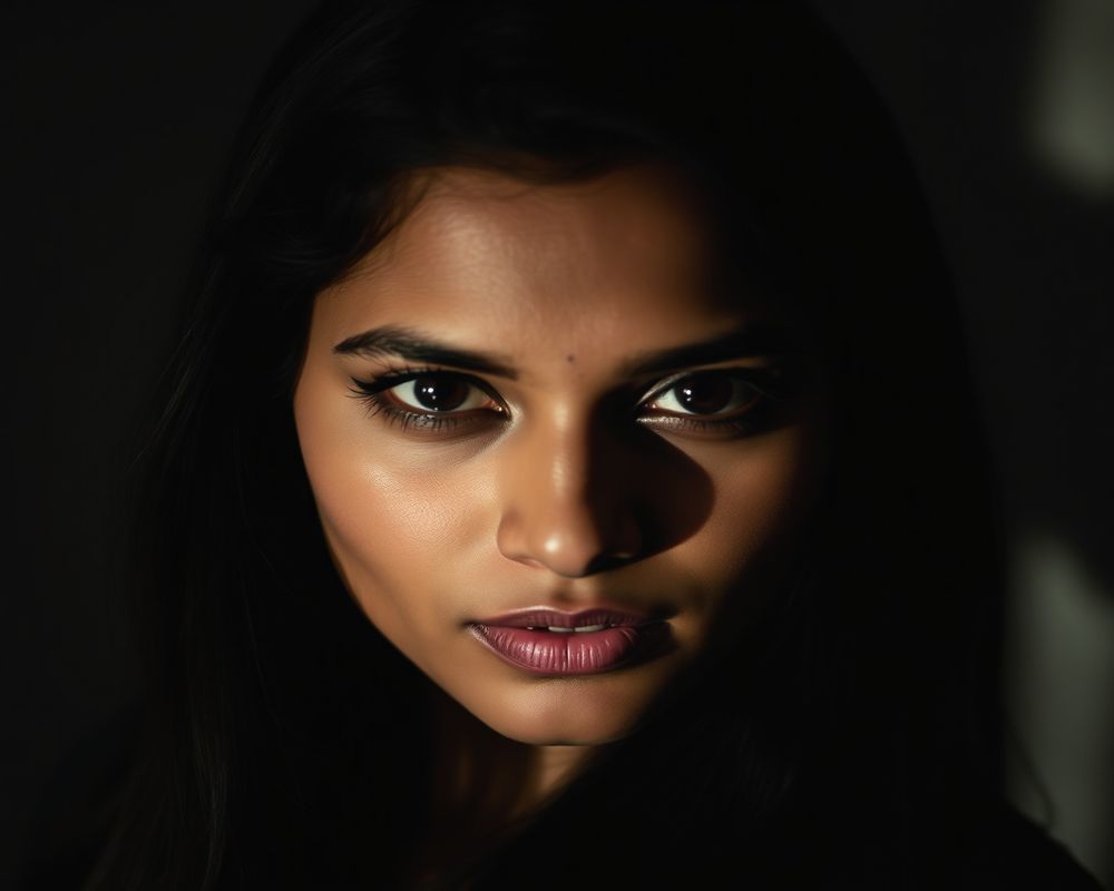 Anjali Fernando artistic creative portrait with dramatic shadows