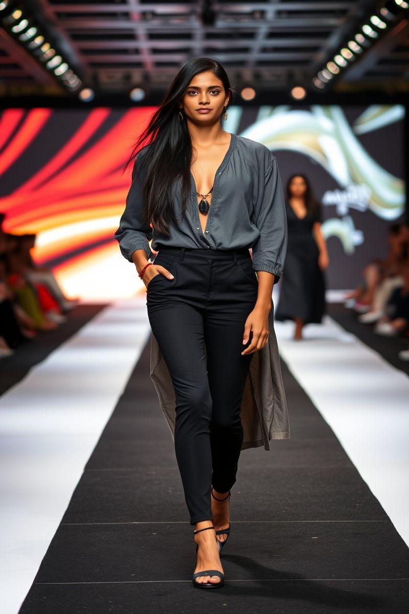Anjali Wijesinghe fashion runway walk in designer clothing