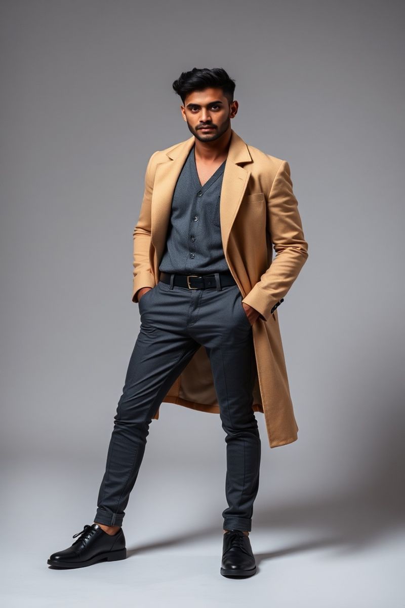 Arjun Malhotra full body editorial pose in high fashion clothing