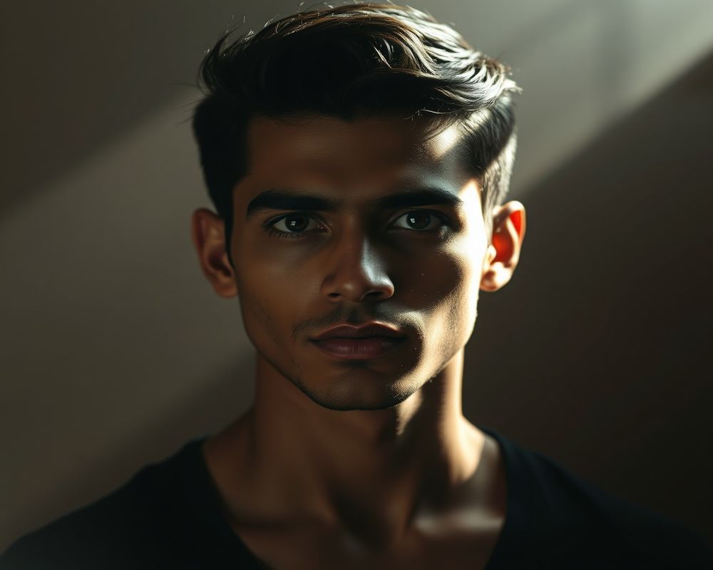Arjun Patel artistic creative portrait with dramatic shadows