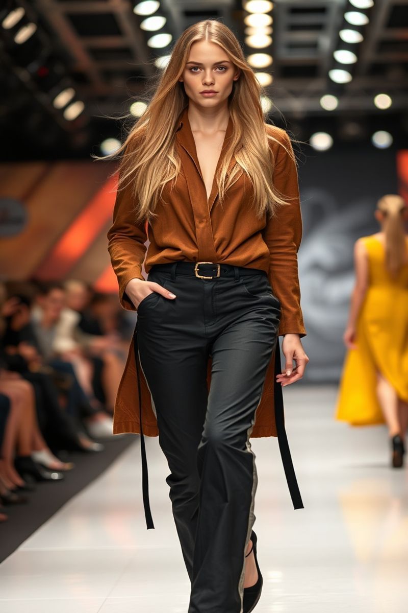 Astrid Bergström fashion runway walk in designer clothing