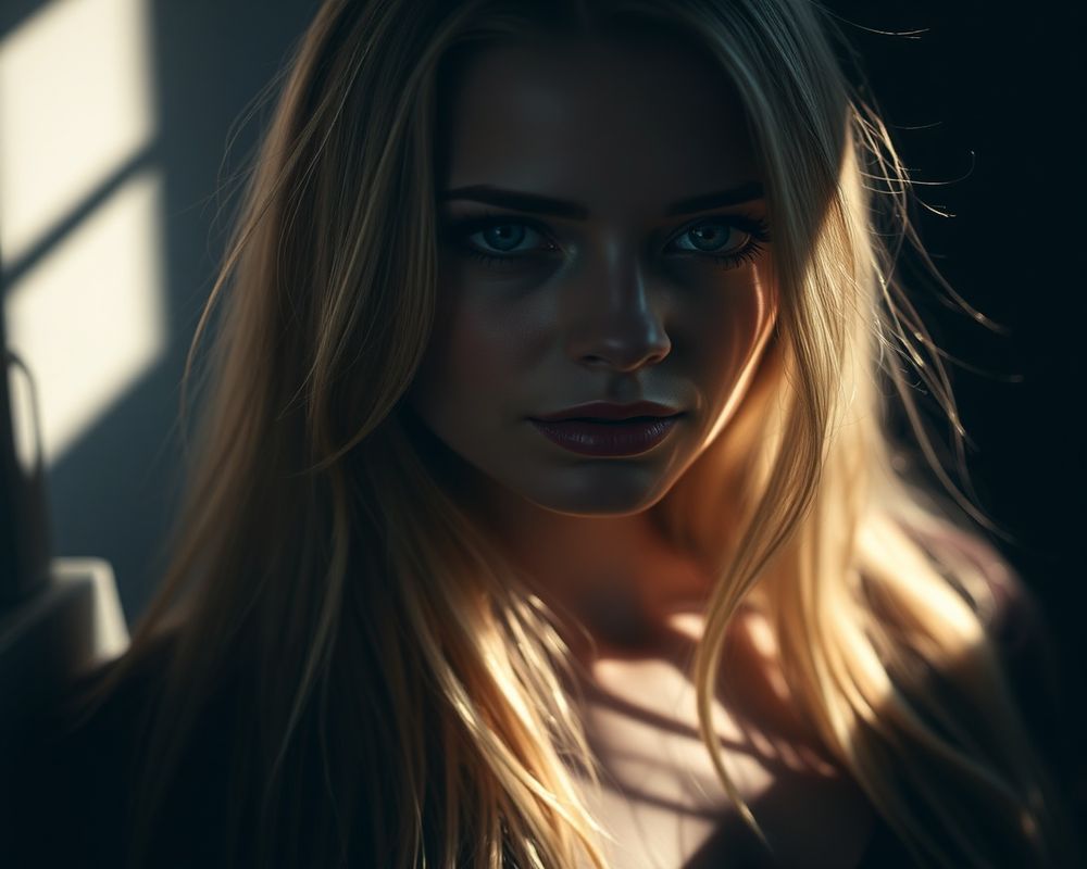Astrid Bergström artistic creative portrait with dramatic shadows