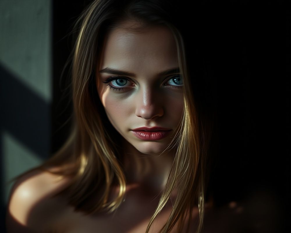 Aurélie Laurent artistic creative portrait with dramatic shadows