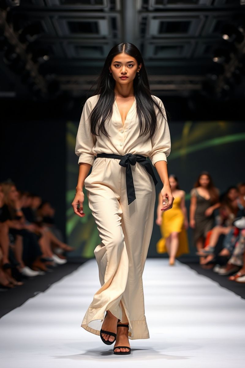 Ayu Lestari fashion runway walk in designer clothing