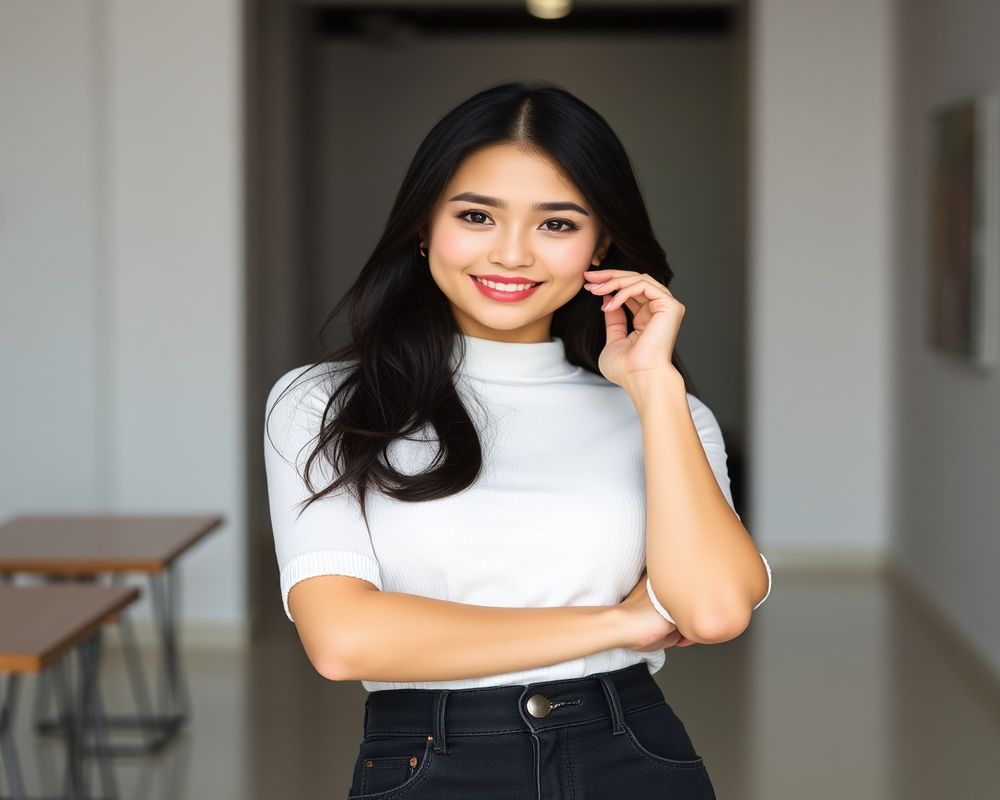 Ayu Lestari commercial brand campaign with natural smile