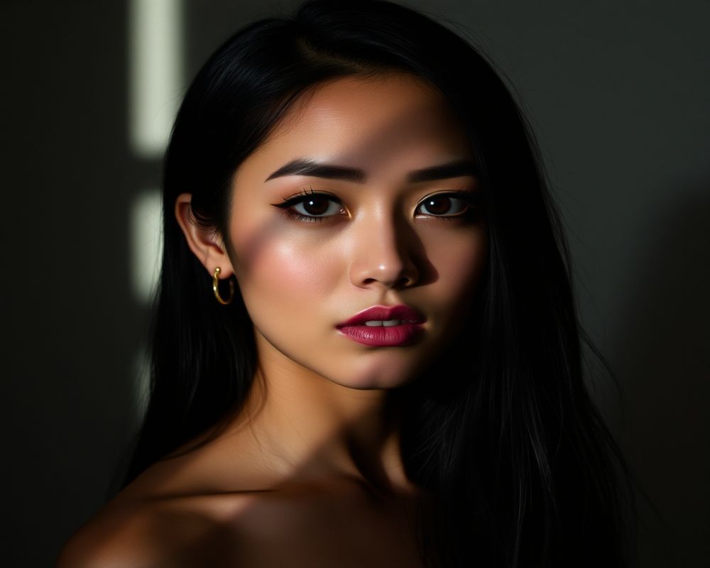 Ayu Lestari artistic creative portrait with dramatic shadows