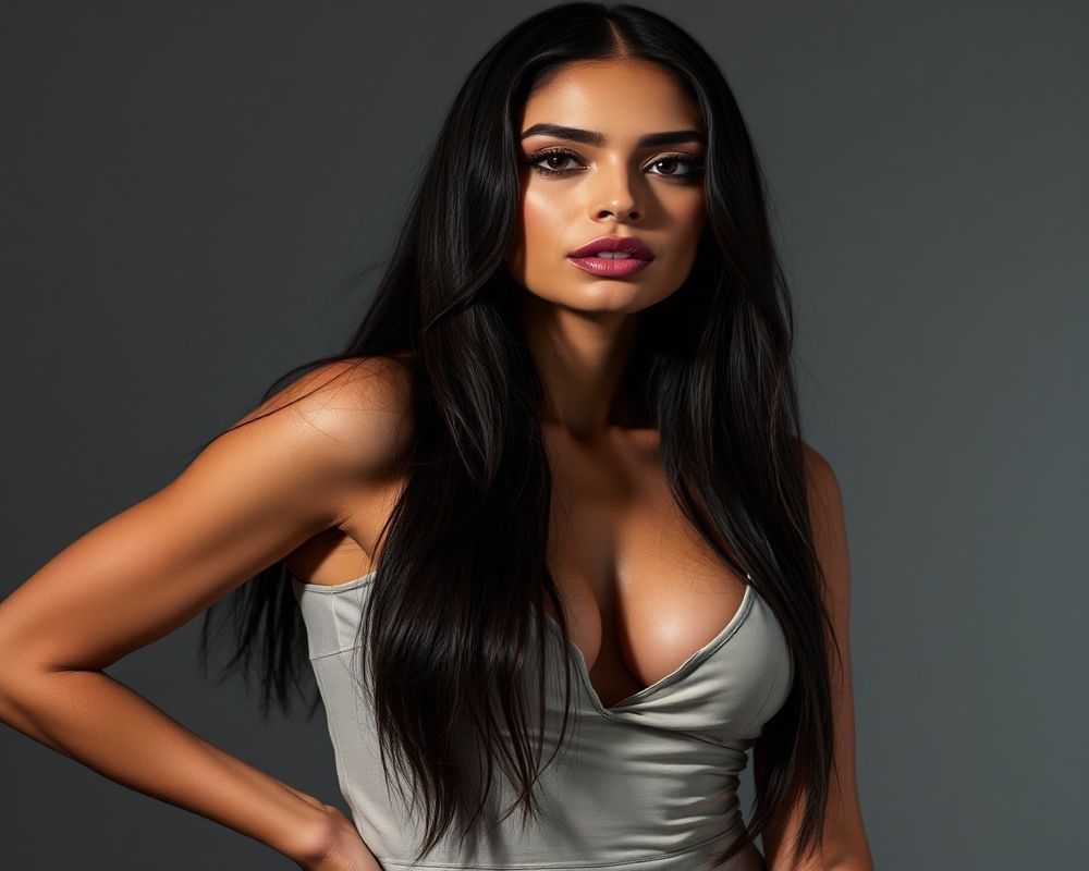 Beatriz Andrade high fashion editorial with dramatic lighting