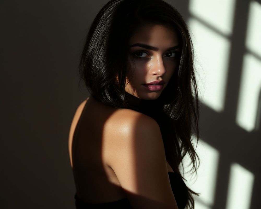 Beatriz Andrade artistic creative portrait with dramatic shadows