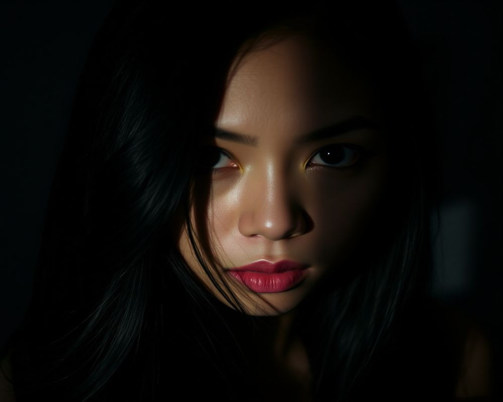 Bianca Santos artistic creative portrait with dramatic shadows