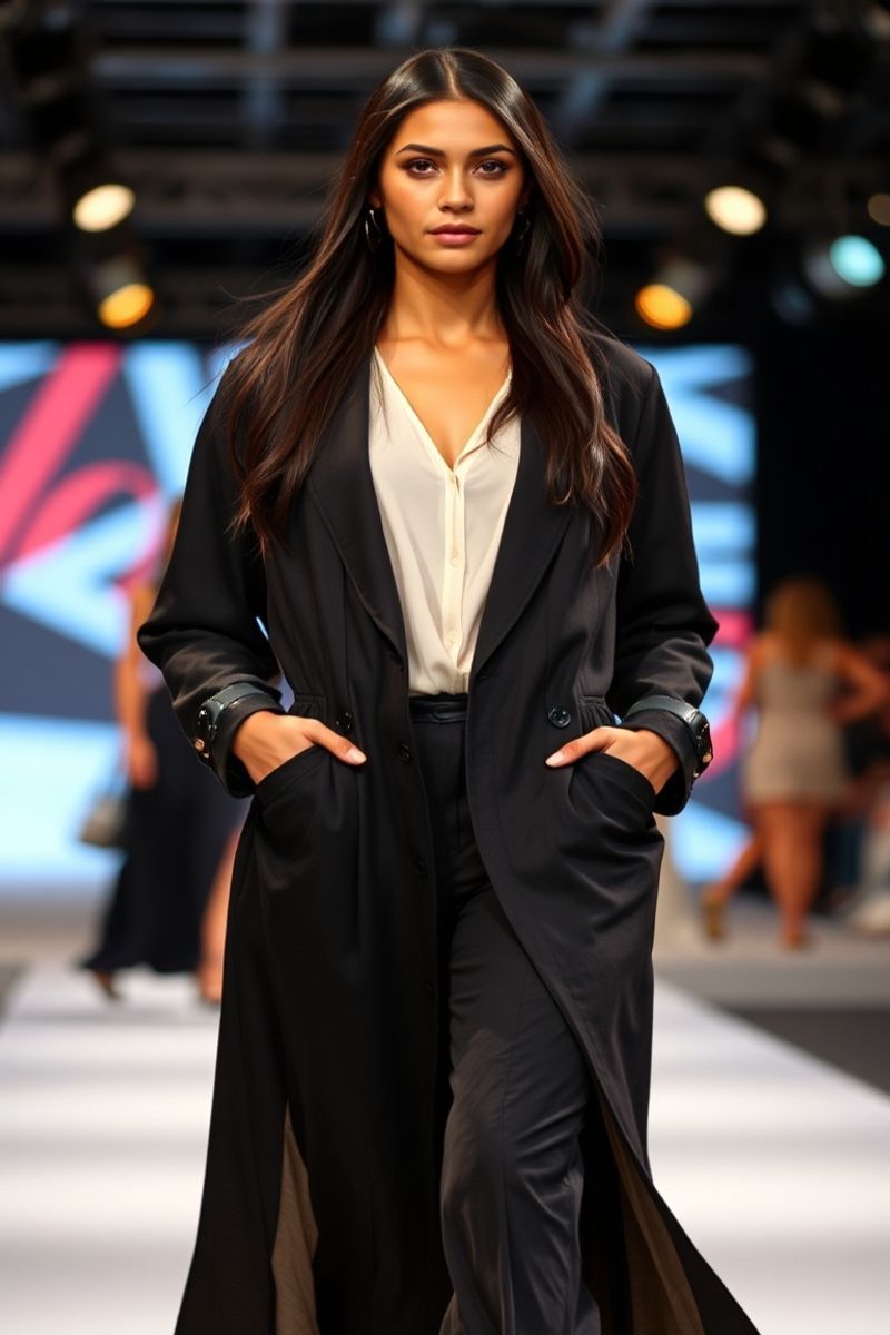 Camila Rodrigues fashion runway walk in designer clothing