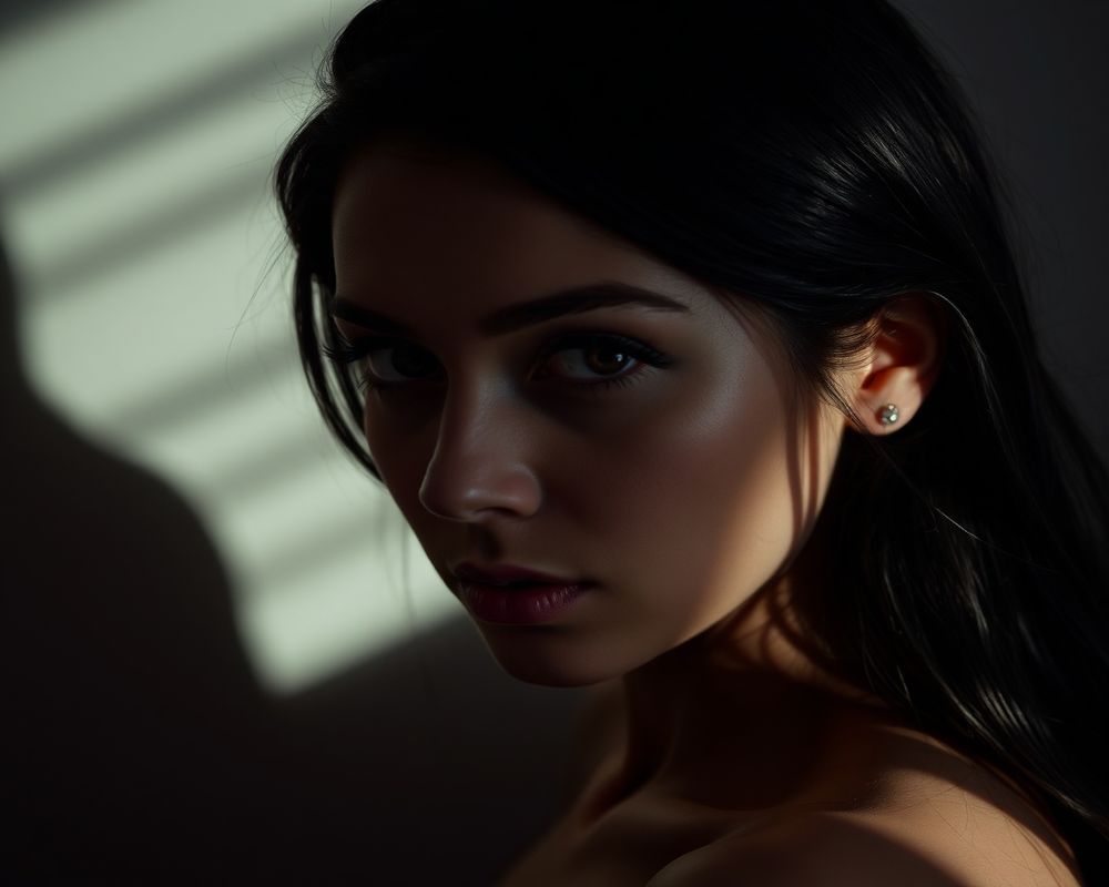 Camila Rodriguez artistic creative portrait with dramatic shadows