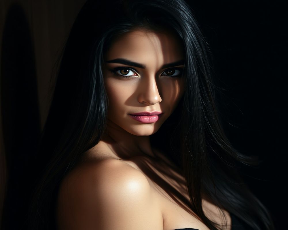 Camila Rojas artistic creative portrait with dramatic shadows