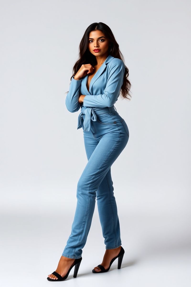 Camila Silva full body editorial pose in high fashion clothing