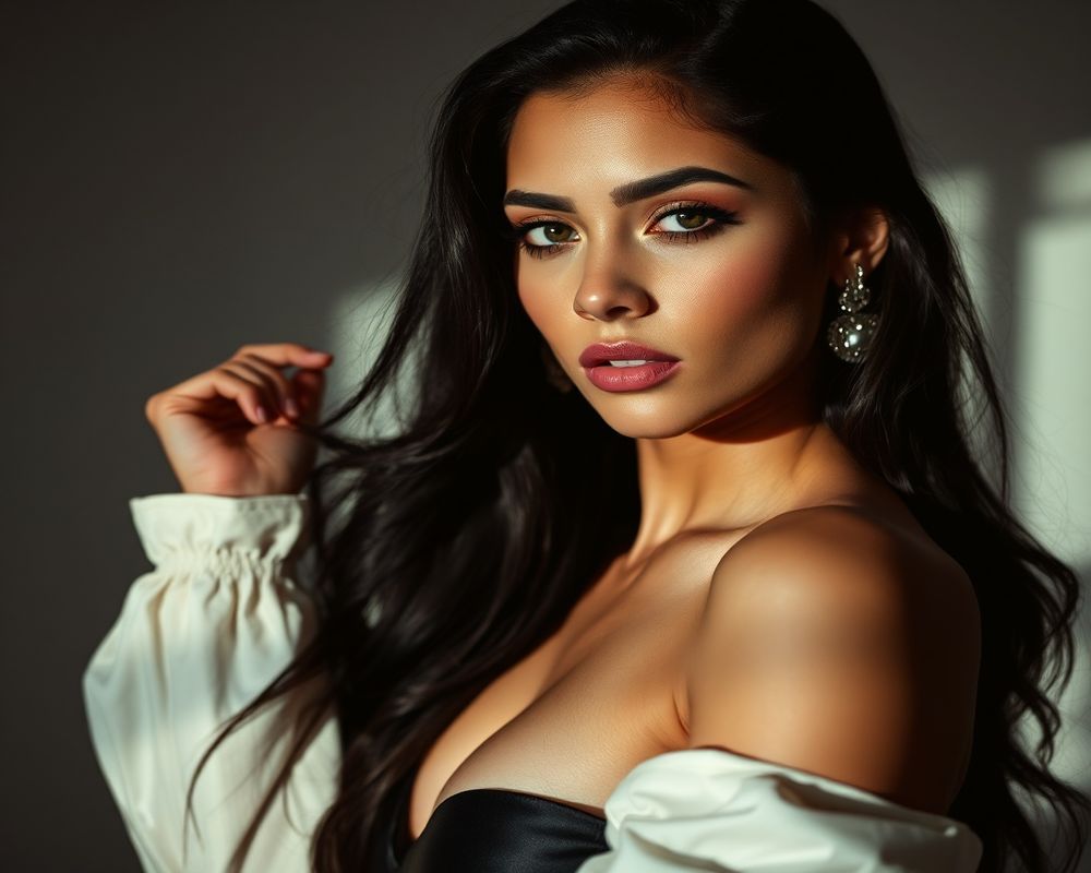 Camila Silva high fashion editorial with dramatic lighting