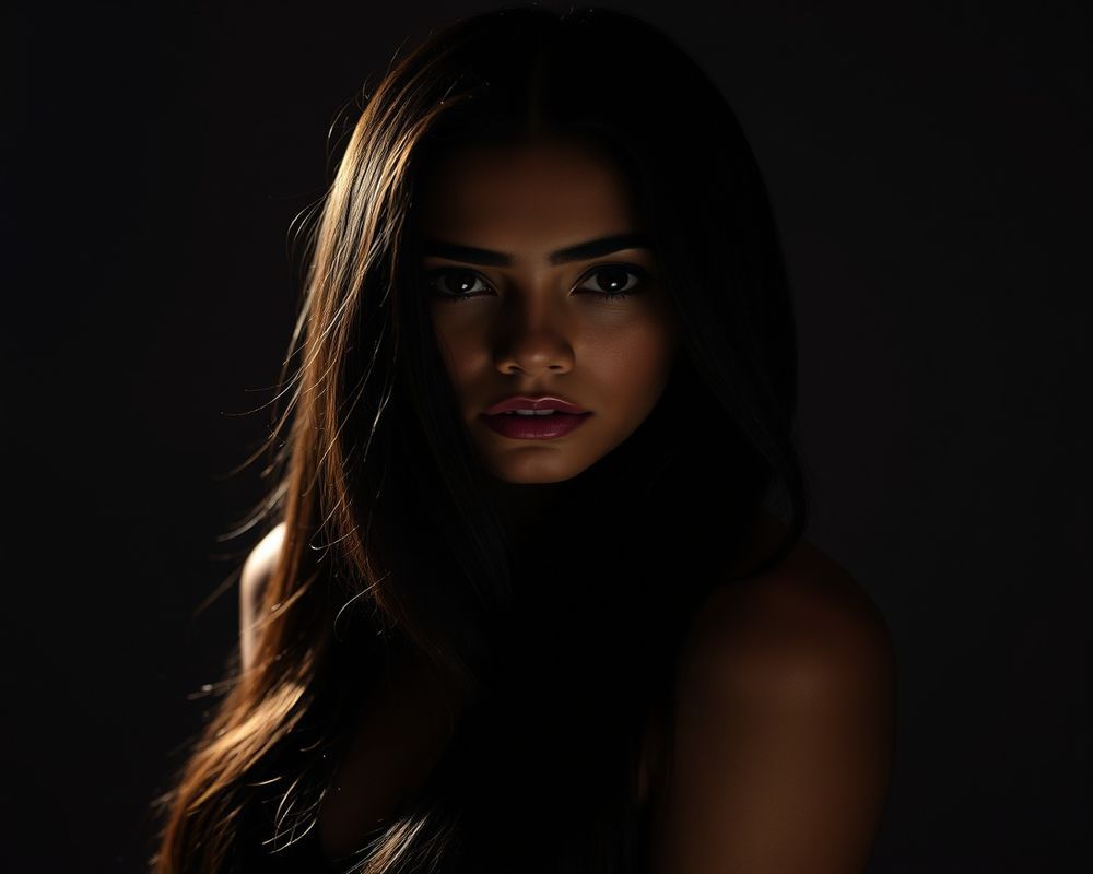 Camila Silva artistic creative portrait with dramatic shadows