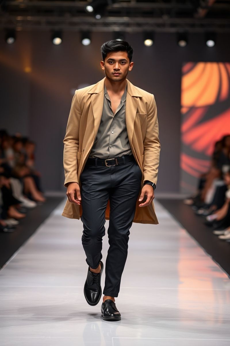 Carlo Reyes fashion runway walk in designer clothing