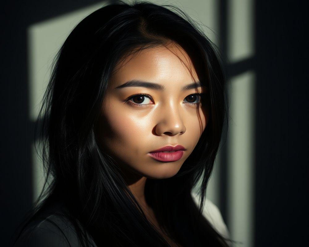 Carmela Santos artistic creative portrait with dramatic shadows