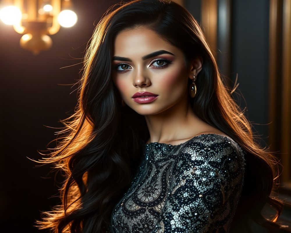 Carolina Cruz high fashion editorial with dramatic lighting