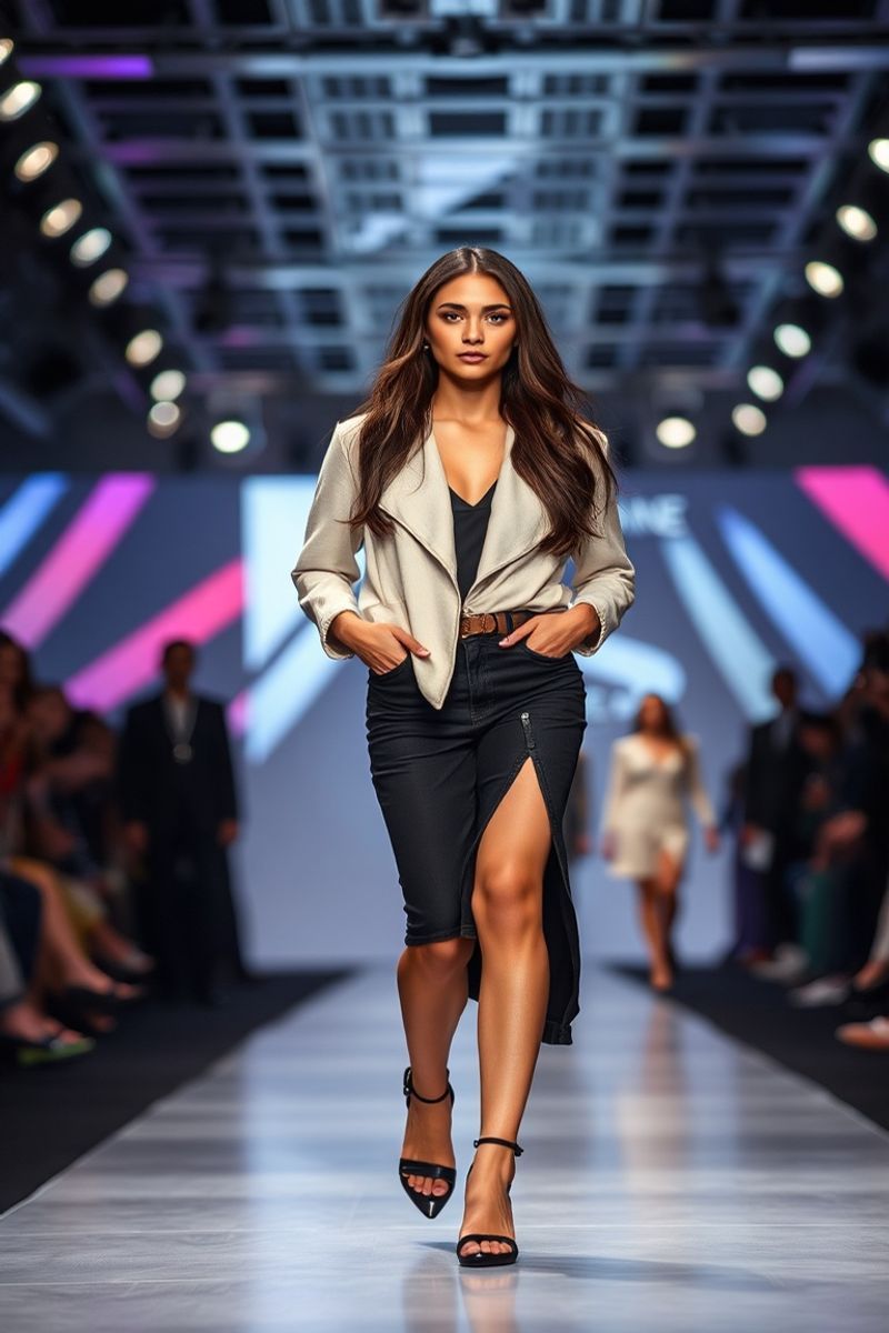 Carolina Cruz fashion runway walk in designer clothing