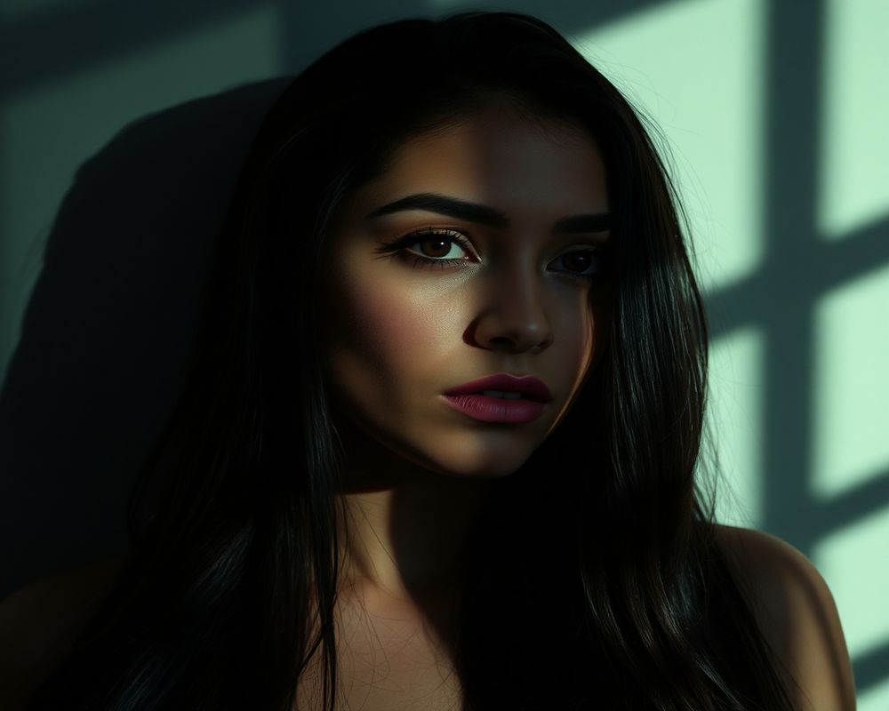 Carolina Cruz artistic creative portrait with dramatic shadows
