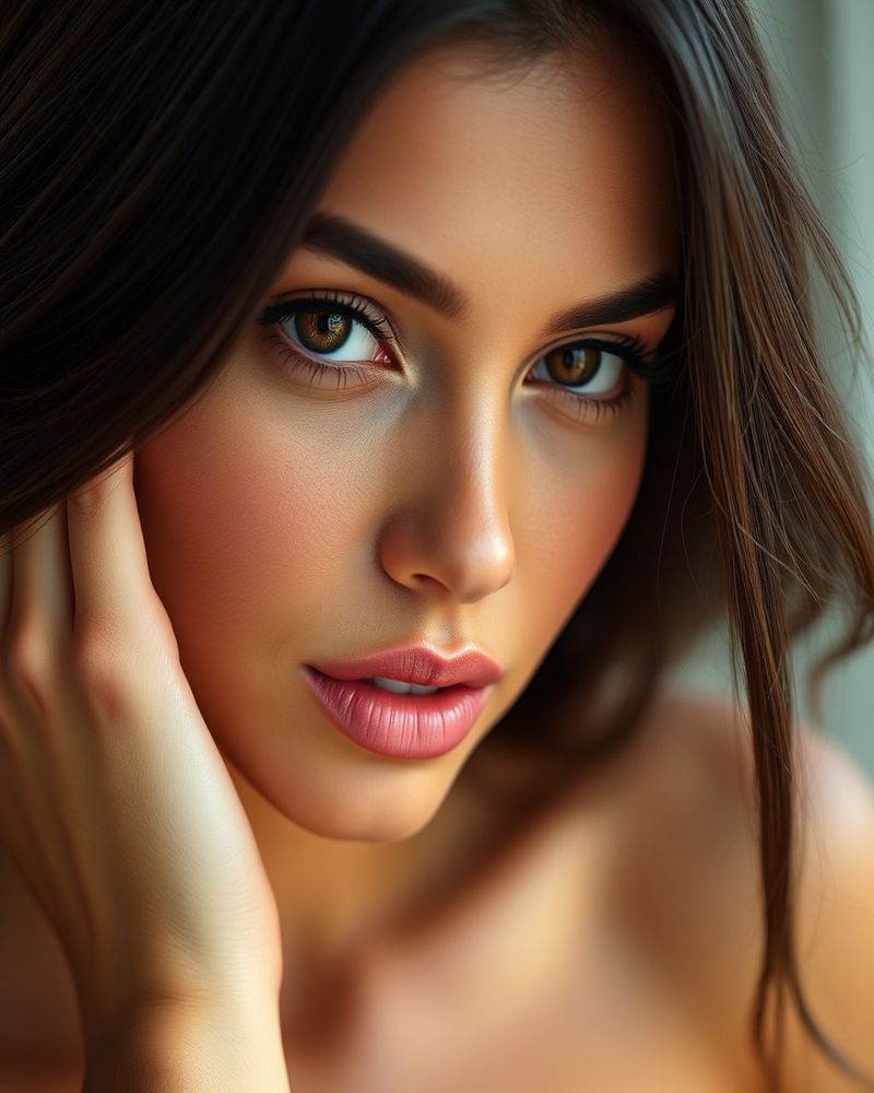 Carolina Ferreira beauty close-up portrait with soft lighting