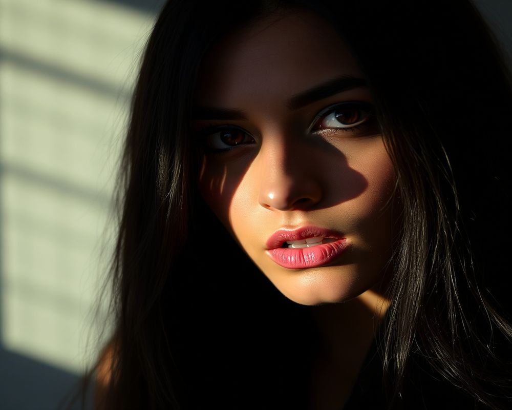 Carolina Ferreira artistic creative portrait with dramatic shadows