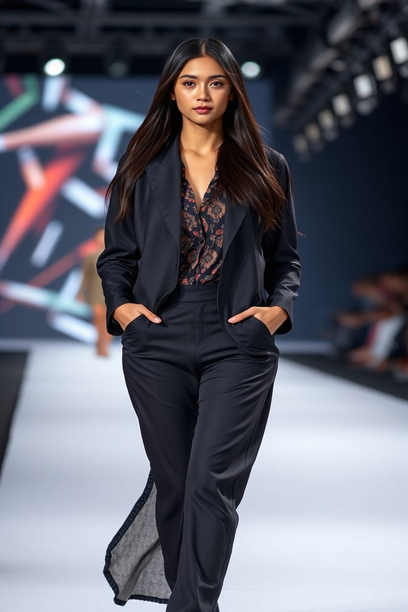 Catalina Reyes fashion runway walk in designer clothing