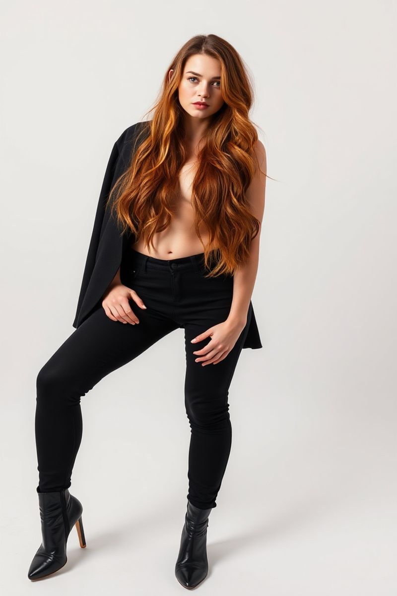 Charlotte Morrison full body editorial pose in high fashion clothing