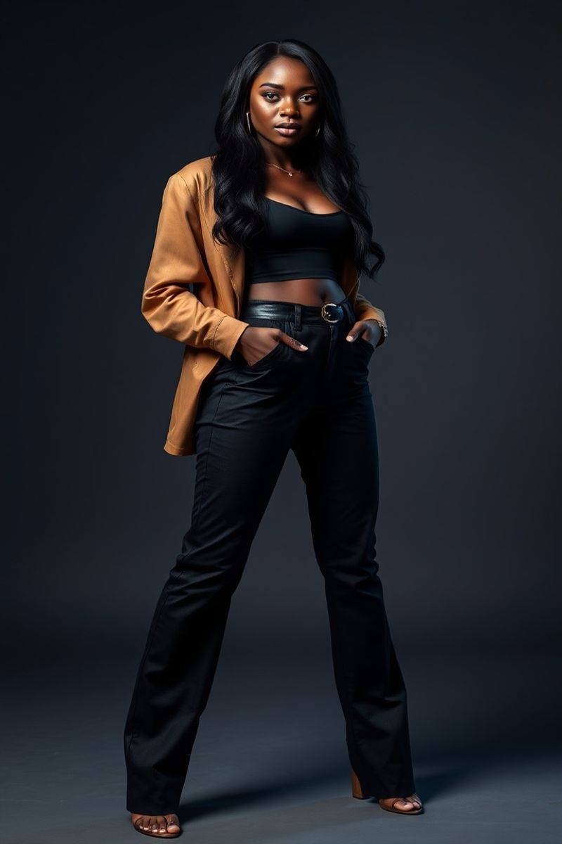 Chiamaka Nwosu full body editorial pose in high fashion clothing