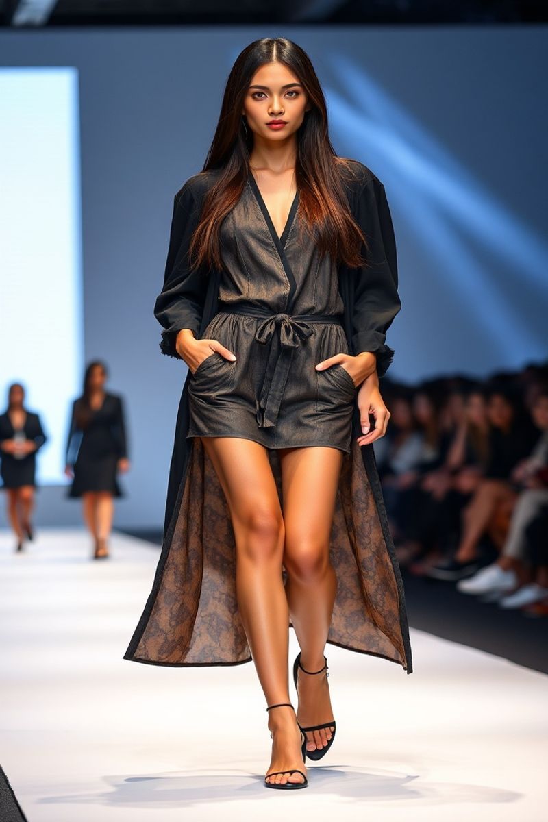 Devi Kusuma fashion runway walk in designer clothing