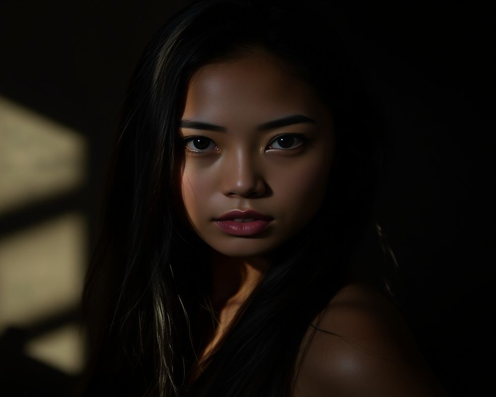 Devi Kusuma artistic creative portrait with dramatic shadows
